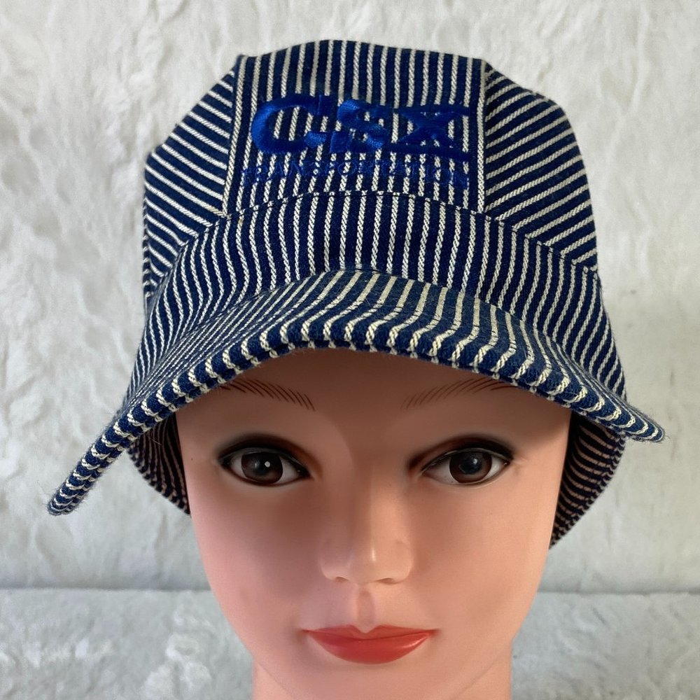 Vintage CSX Railroad Conductor Snapback Joe’s Hats Blue Striped Adjustable